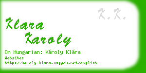 klara karoly business card