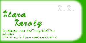 klara karoly business card